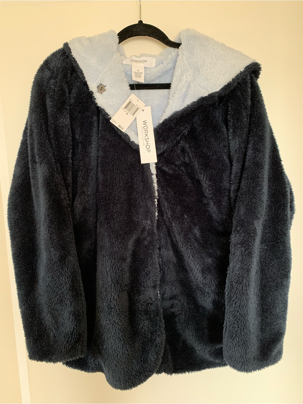 NWT Workshop Republic Women’s Size M Fleece Hooded Jacket Dark Blue Light Blue